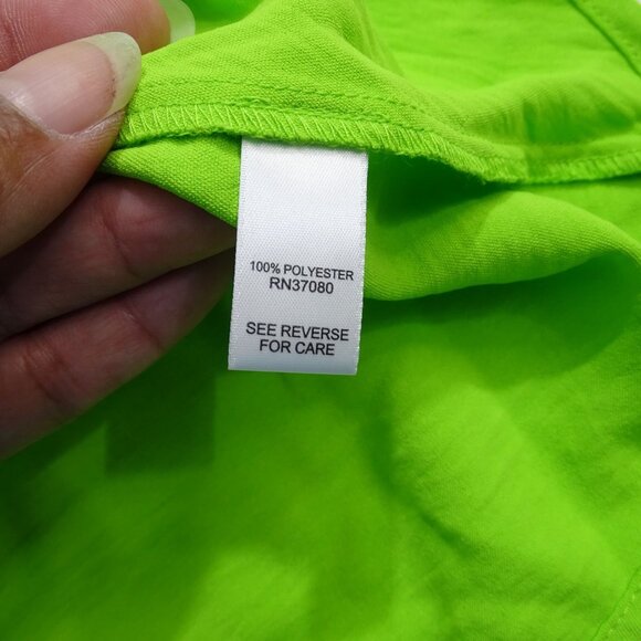 Cato Lime Neon Green Twist Front V-neck Top Womens Size L Polyester Short Sleeve - Picture 6 of 10